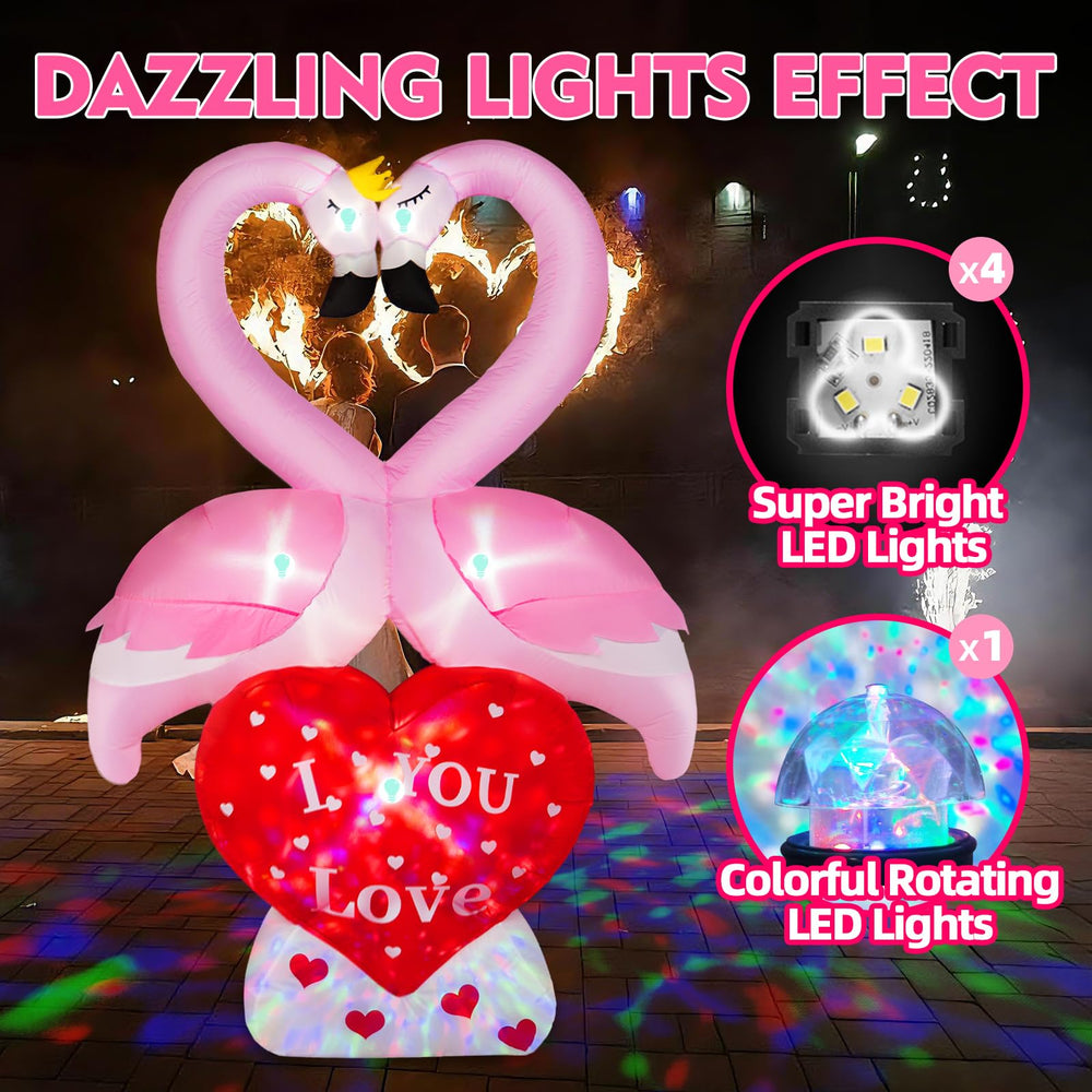 BRDJade close-up of rotating LED heart lights, colorful evening impact