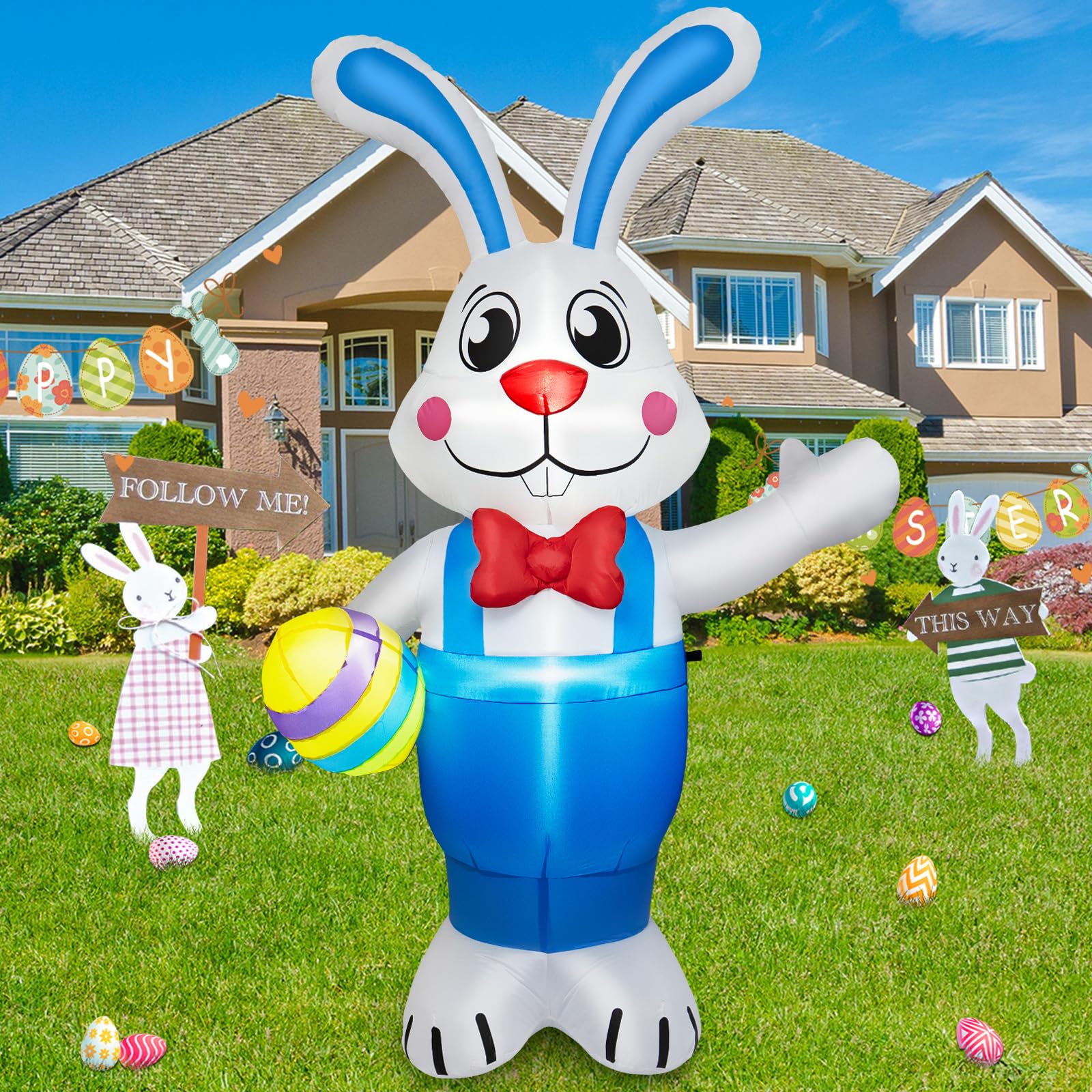 BRDJade LED-lit bunny at night creating bright festive yard visibility