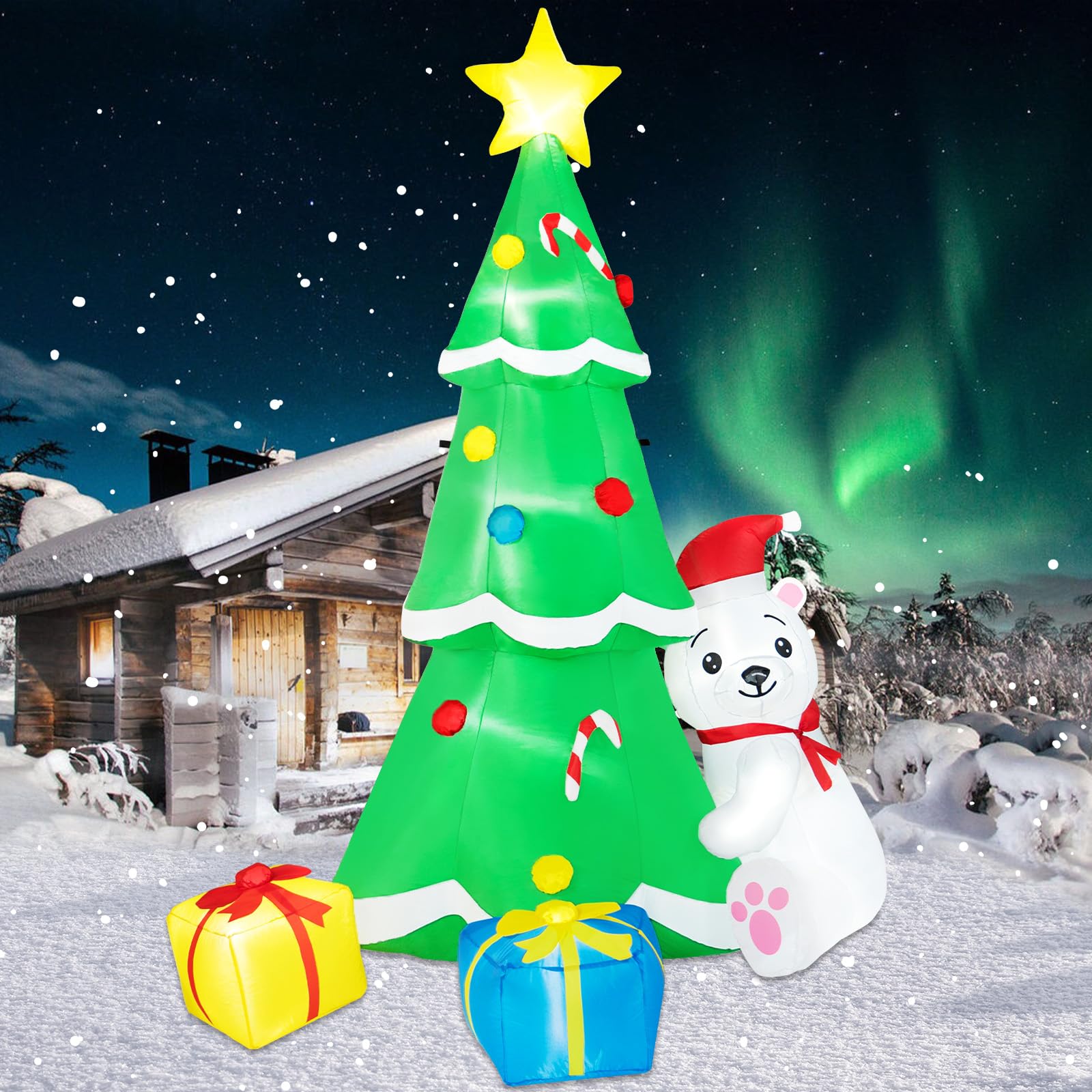 BRDJade family in front yard with inflatable to show festive scene