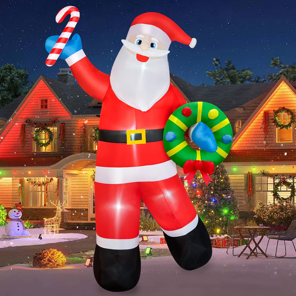 BRDJade front view of 12ft Santa inflatable bright holiday focal point