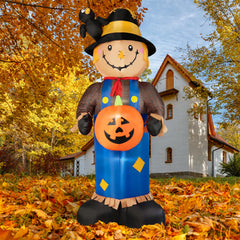 BRDJade front view of 8ft scarecrow showing cheerful design and instant curb appeal