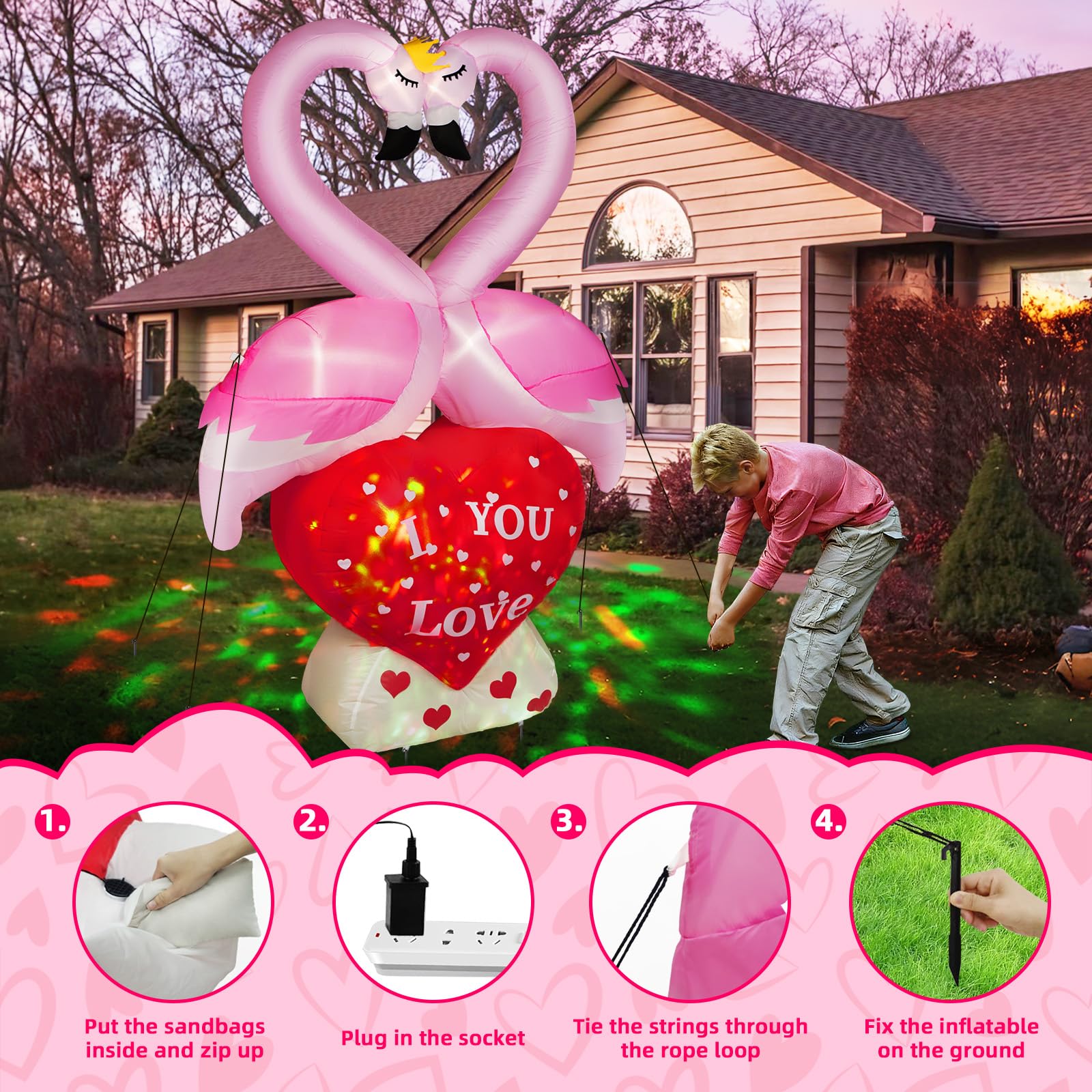 BRDJade swan heart lit in backyard at night, creates romantic atmosphere