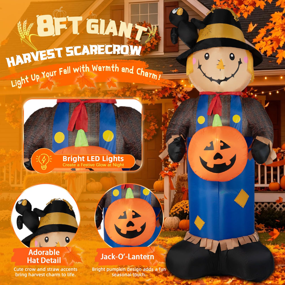 BRDJade illuminated pumpkin and scarecrow glowing with bright LED lights for night visibility