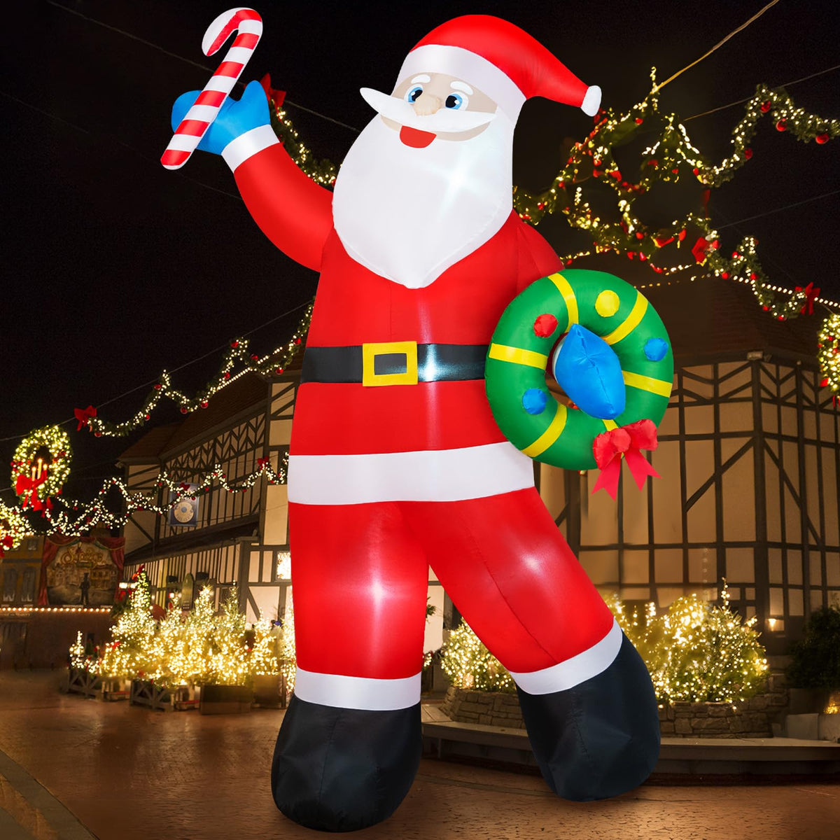 BRDJade Santa front view showing full 8FT height and festive greeting