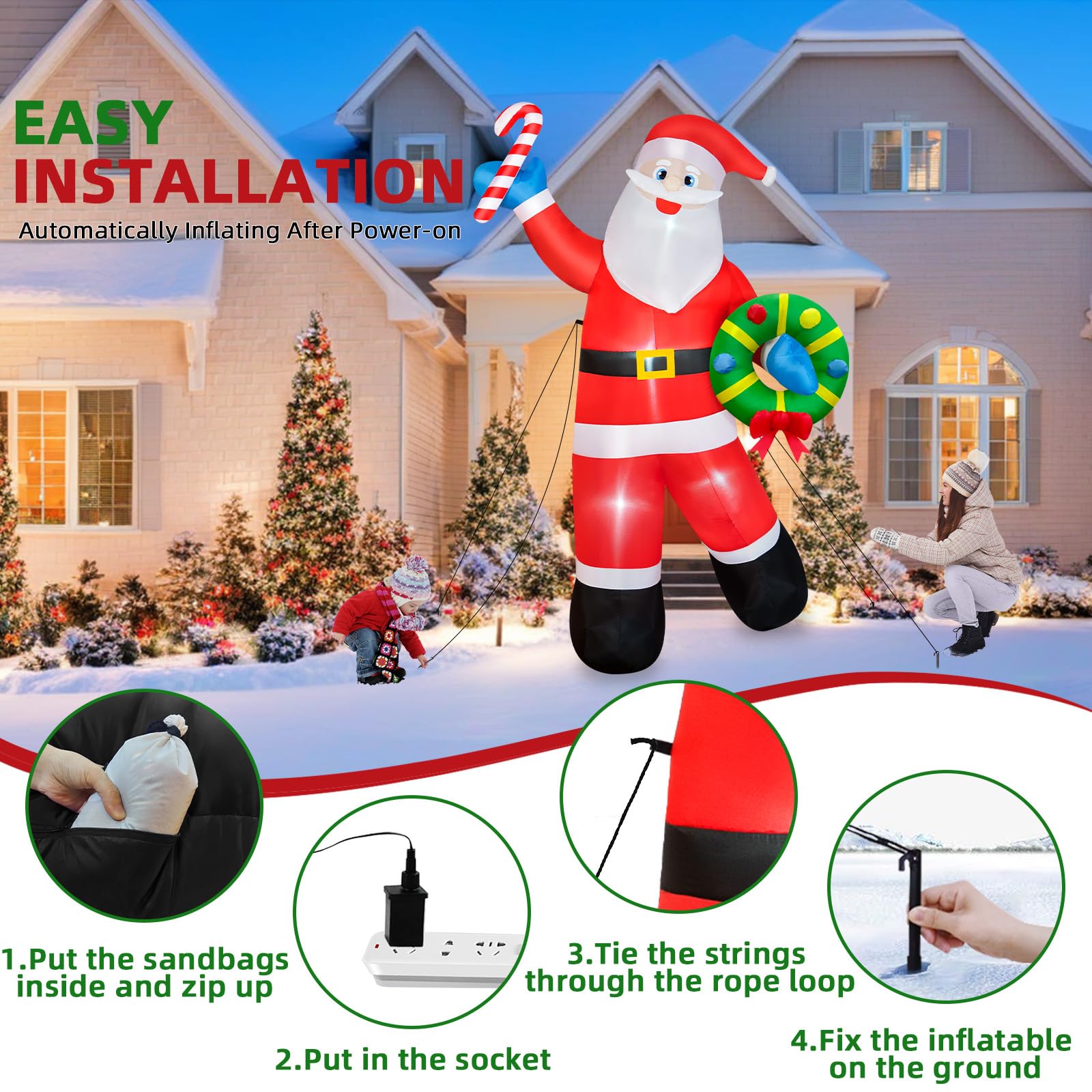BRDJade 12ft Santa next to house showing scale and curb appeal