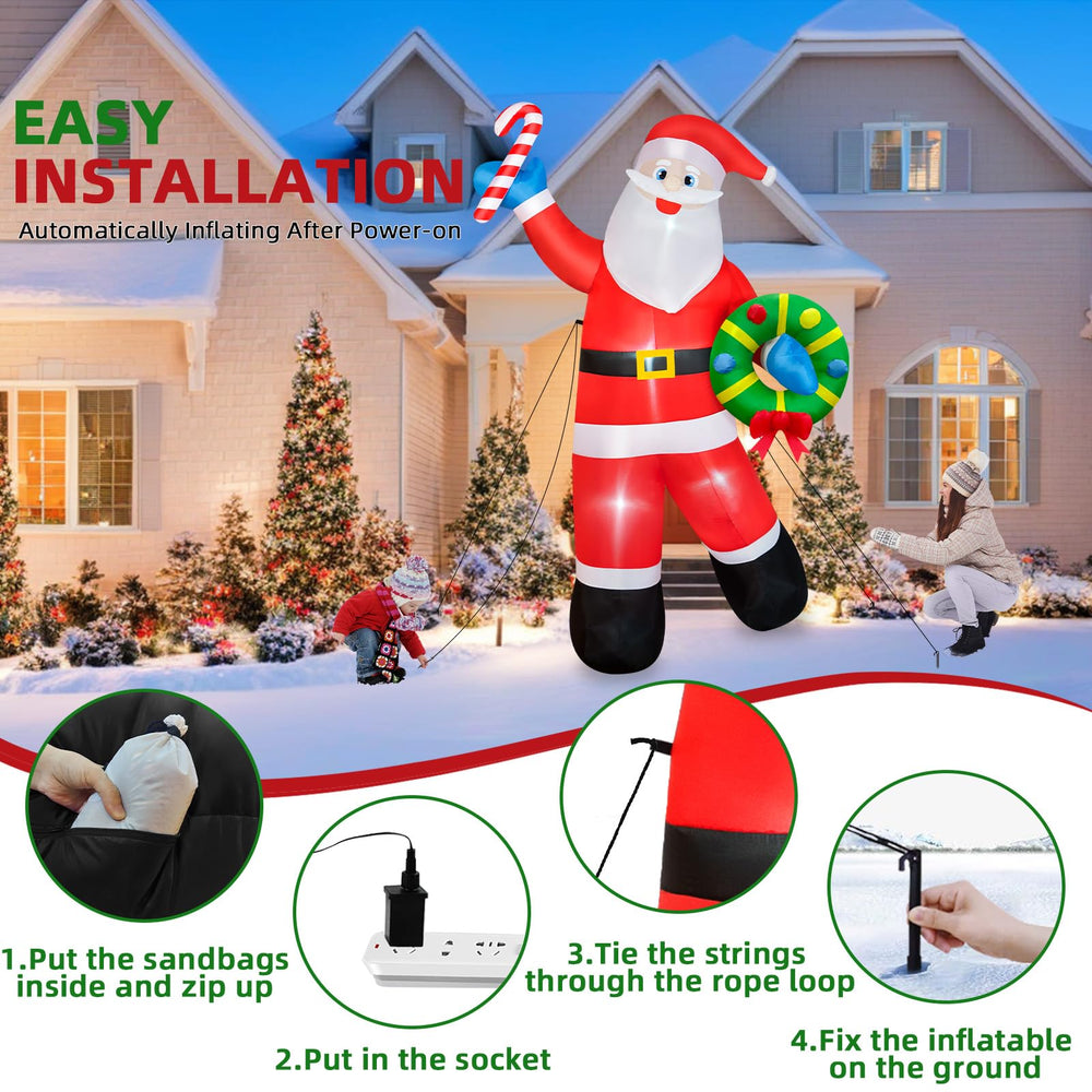 BRDJade 12ft Santa next to house showing scale and curb appeal