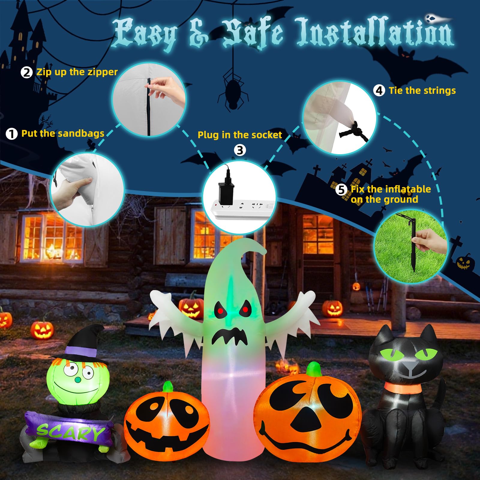 BRDJade inflatable next to porch railing demonstrating 8ft size and scale