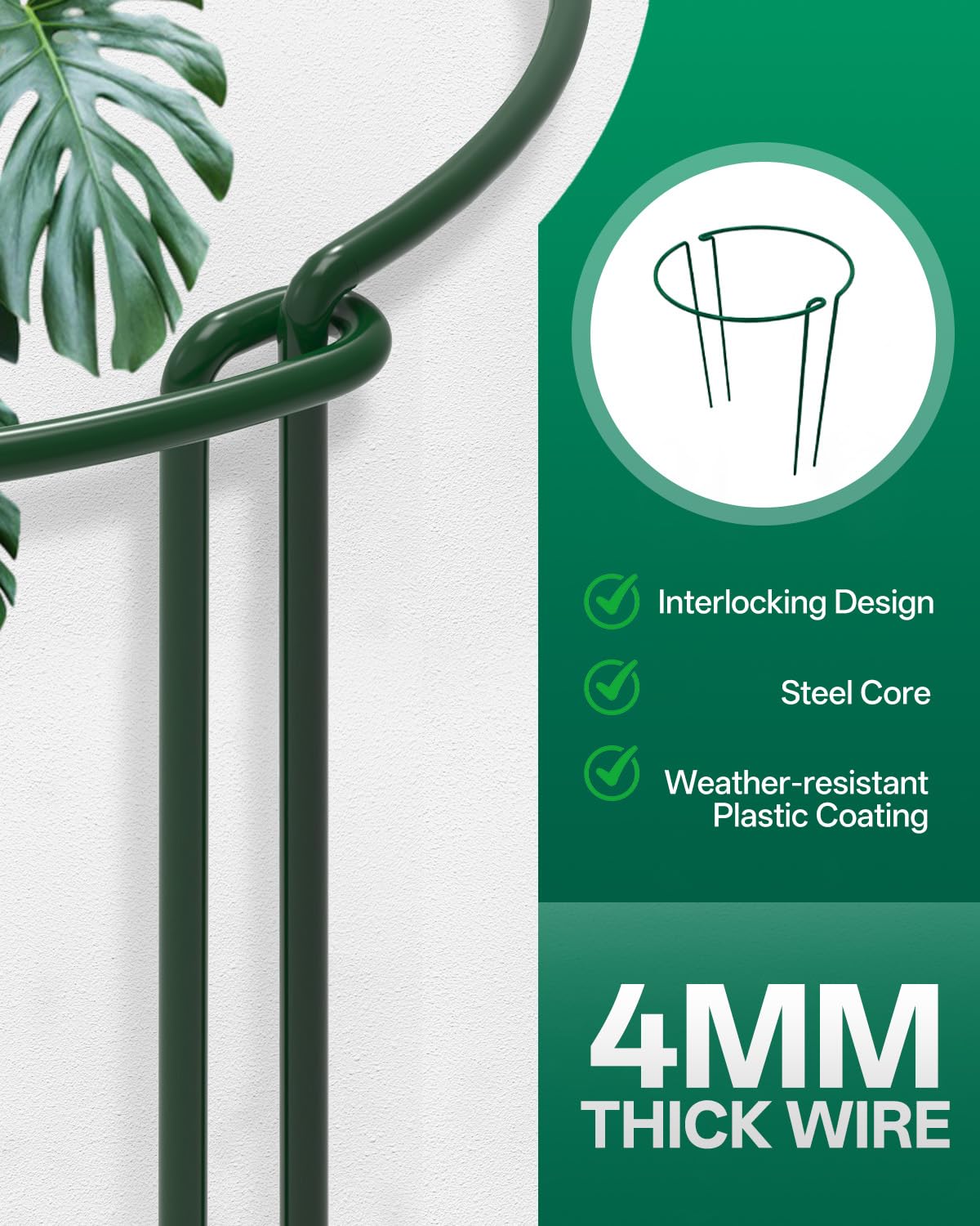 Breeze Touch close-up of half-round stake curve highlighting sturdy metal and plant protection