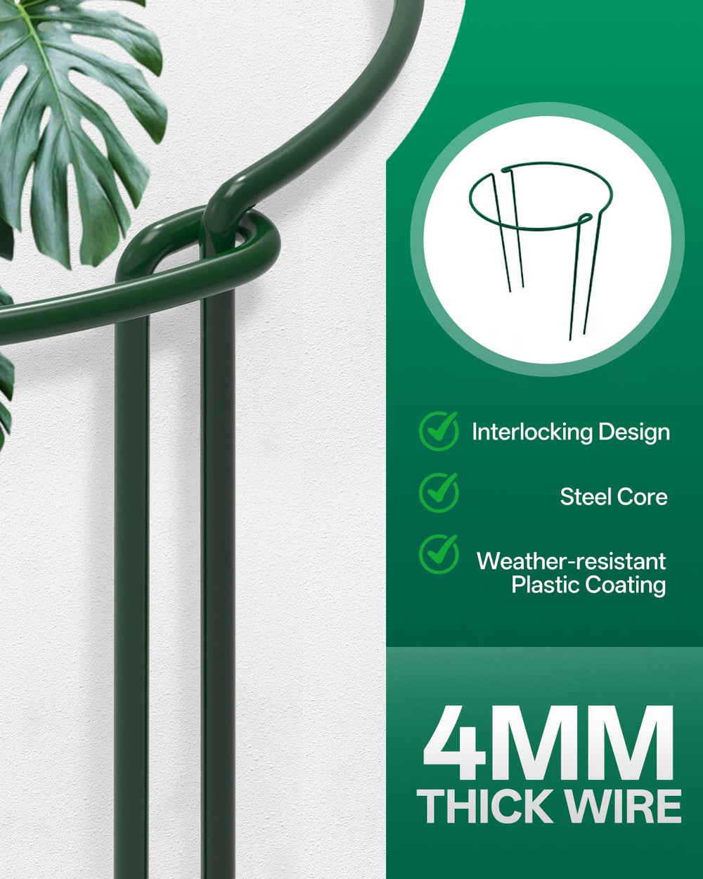 Breeze Touch close-up of half-round stake curve highlighting sturdy metal and plant protection