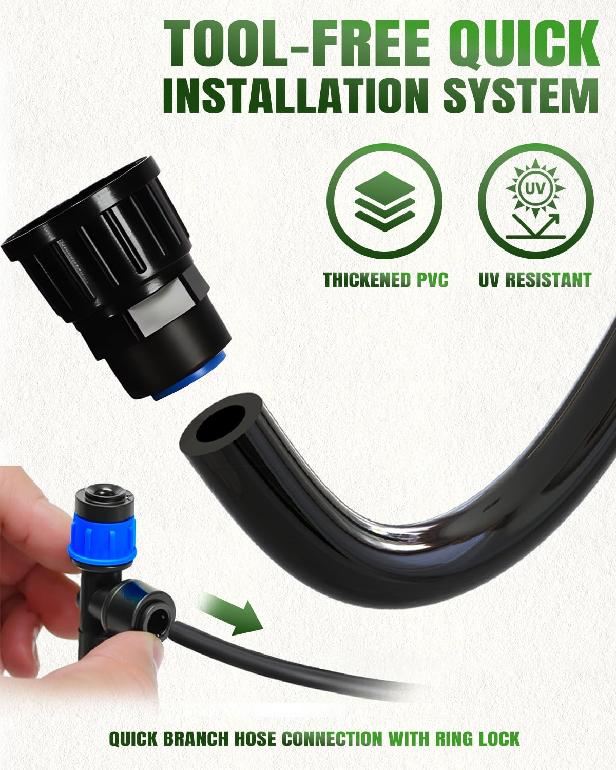 Breeze Touch assortment of emitters displayed to show adjustable watering options
