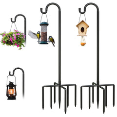 Breeze Touch front view of both shepherd hooks showing classic black finish and curved tops, durable display