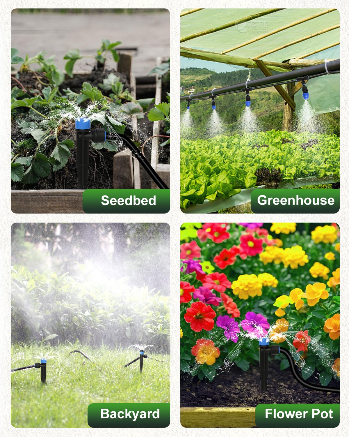 Breeze Touch bubblers watering container plants for deep, even hydration