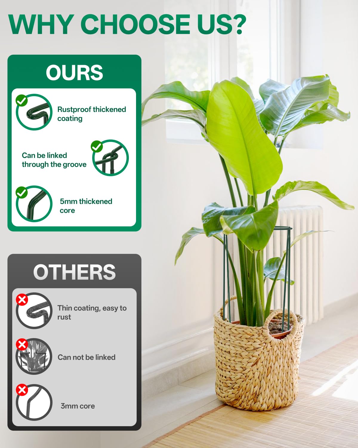 Breeze Touch stake beside measuring tape showing 32-inch height for tall plants