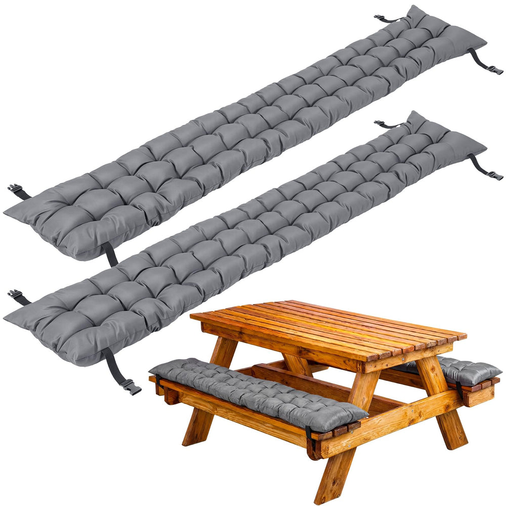 BreezeHug front view of two dark gray bench cushions showing neat fit and comfort