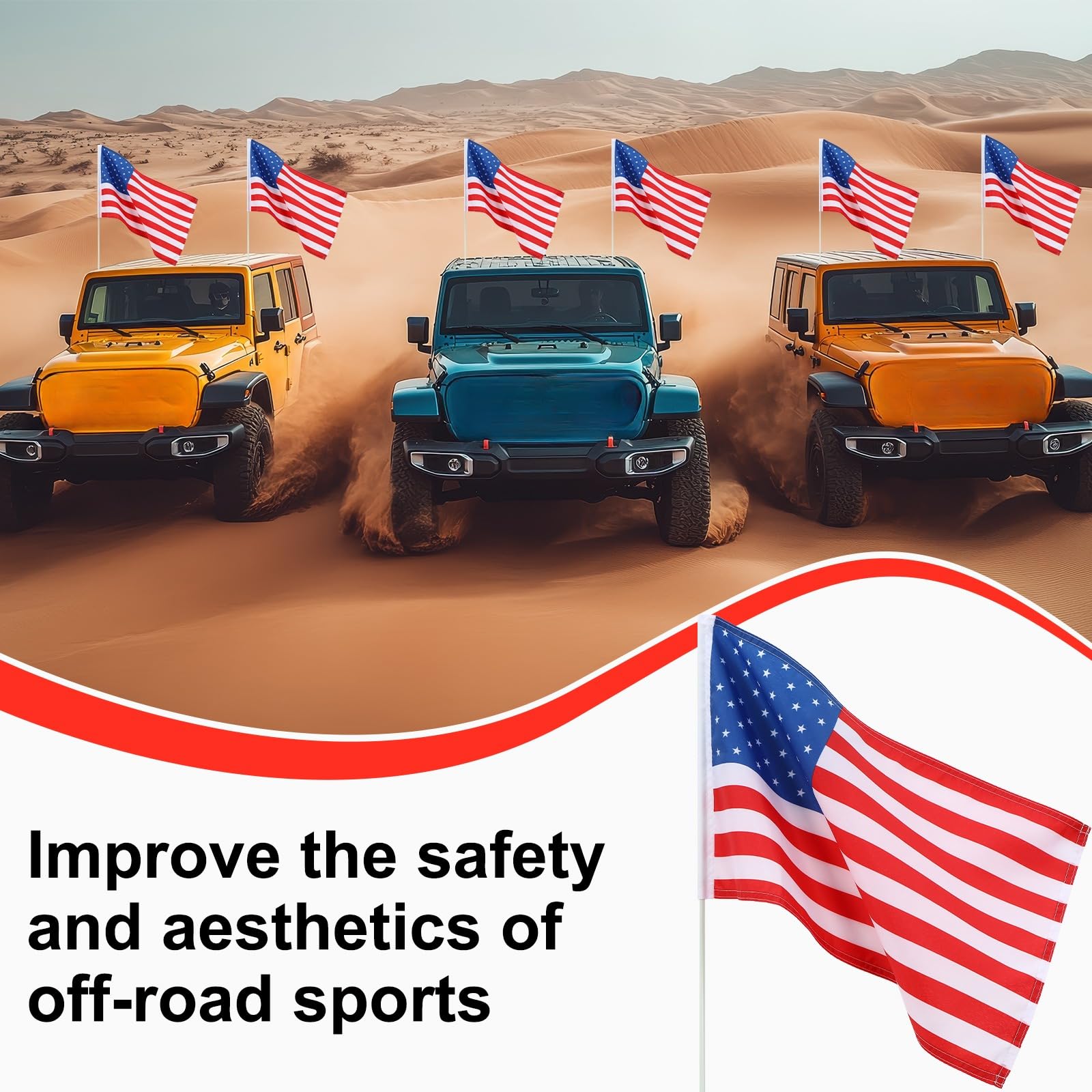 BreezeHug flag mounted on UTV showing visibility and rugged outdoor use
