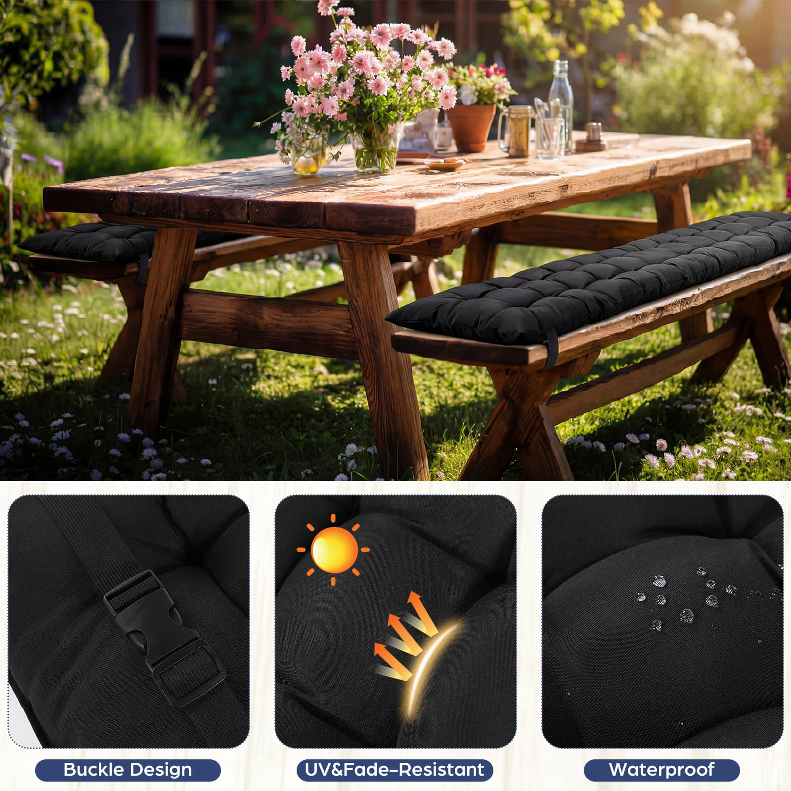 BreezeHug side profile showing 3-inch thickness for cushioned, supportive seating