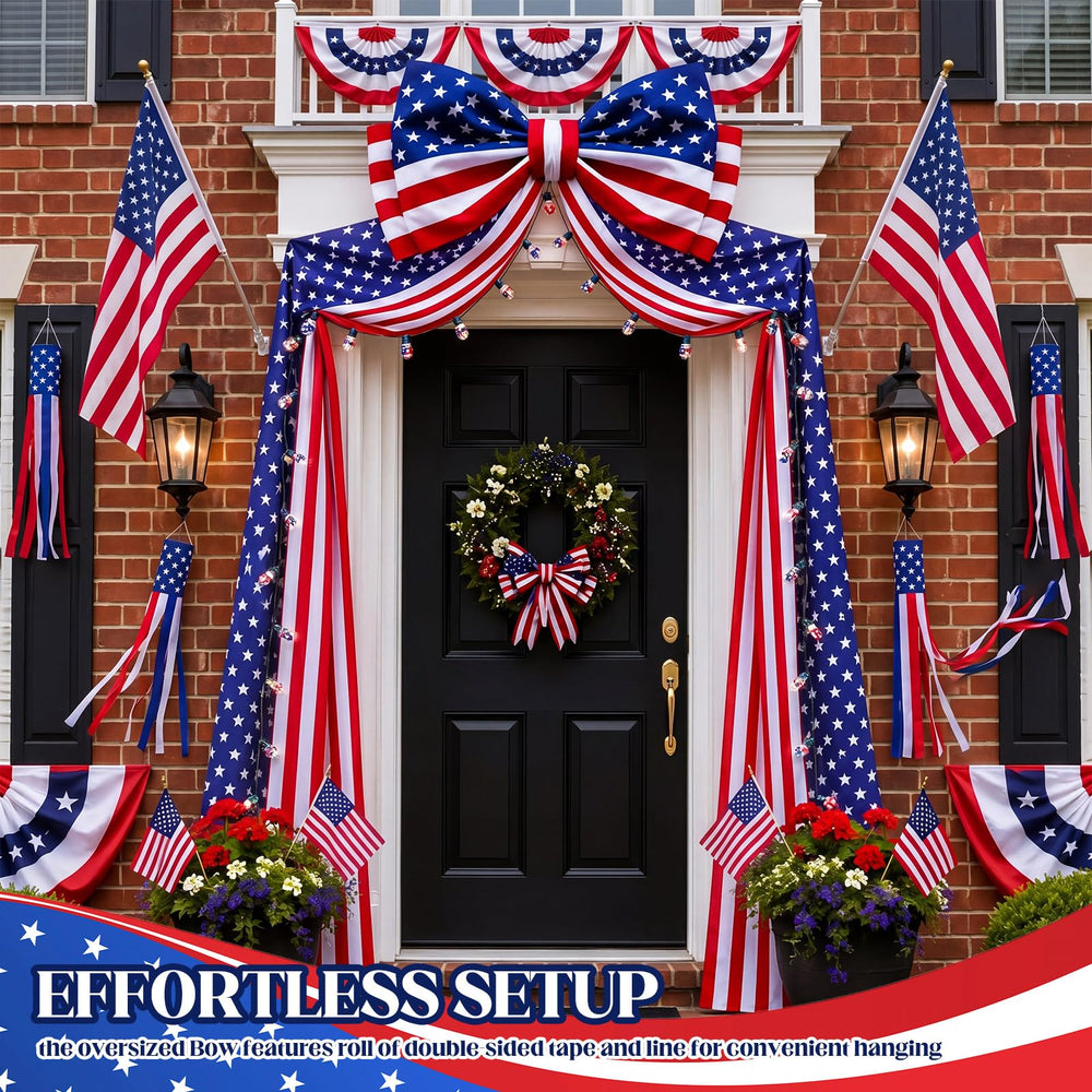 Breling banner hung on porch railings for full-length festive coverage
