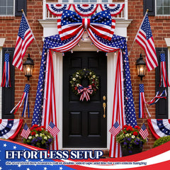 Breling banner hung on porch railings for full-length festive coverage