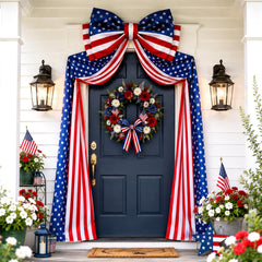 Breling front view of banner and bow for bold porch curb appeal