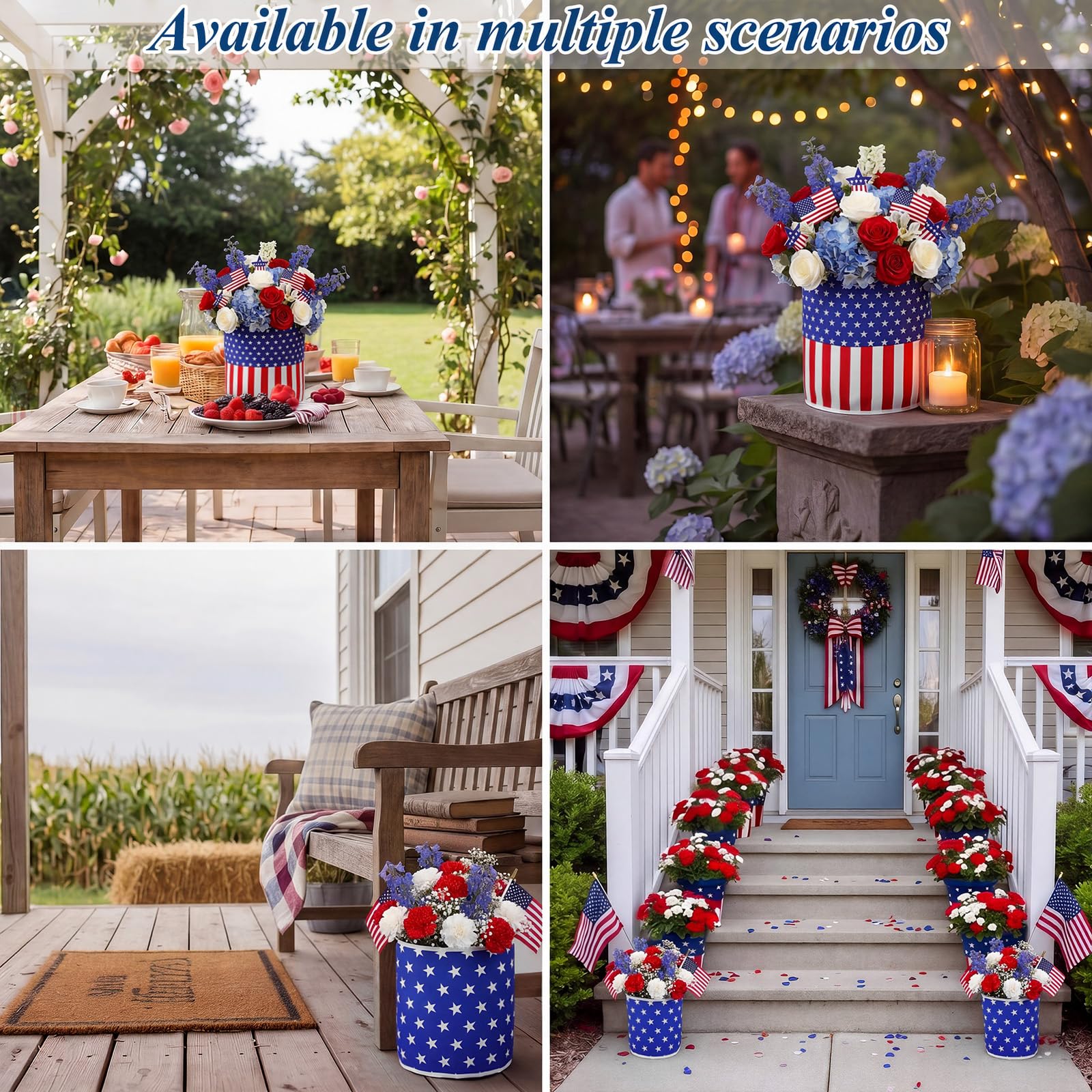 Breling lifestyle scene at summer party showing enhanced patriotic porch decor