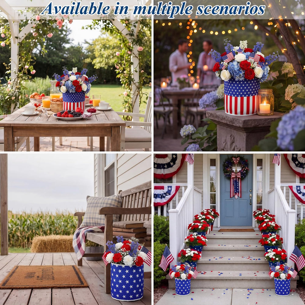 Breling lifestyle scene at summer party showing enhanced patriotic porch decor