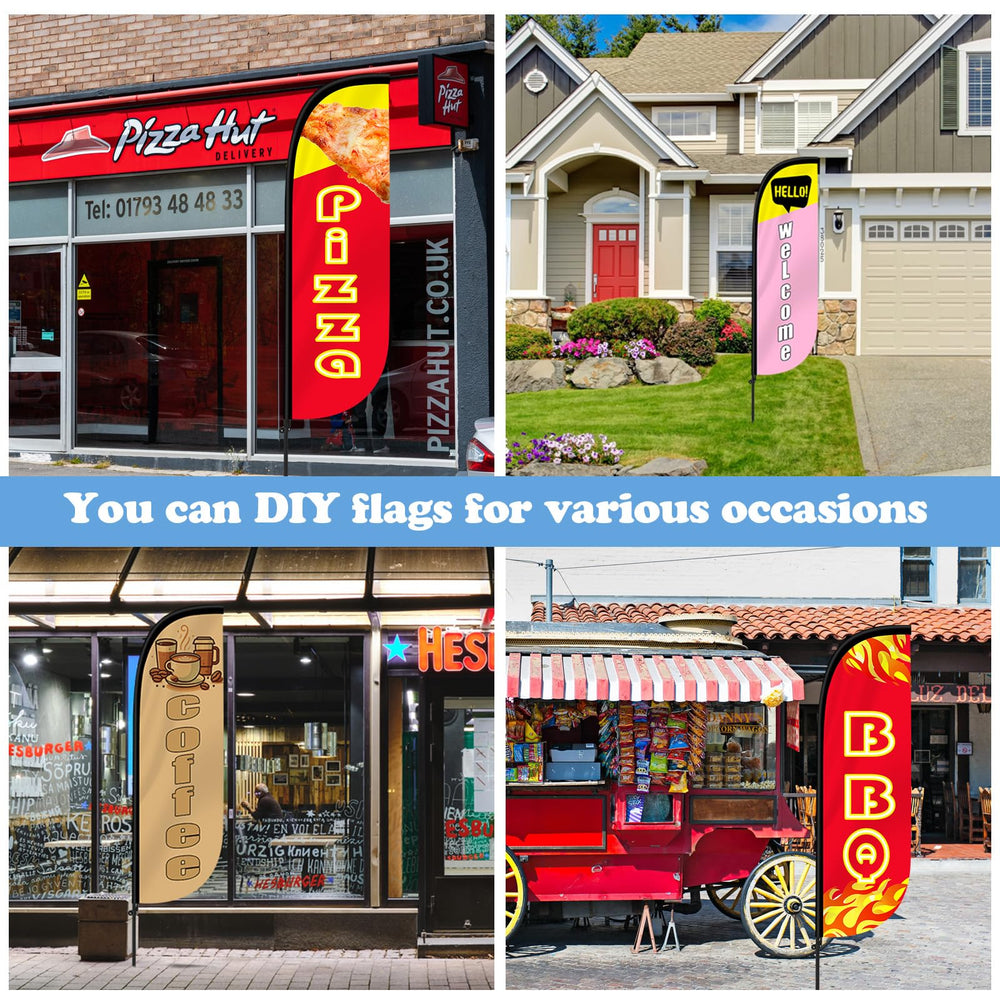 Breling side profile flag fluttering to show readable design area and outdoor presence