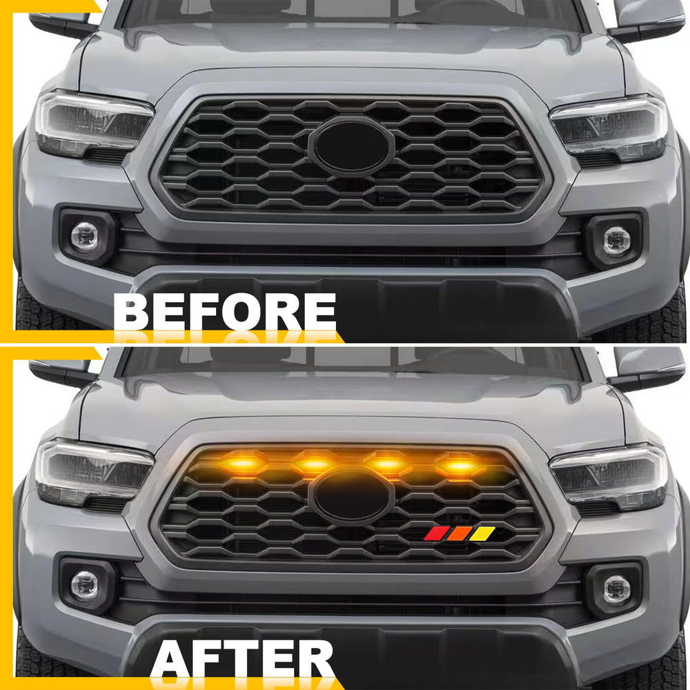 BreTrewri installed at night on Tacoma demonstrating improved road presence and safety
