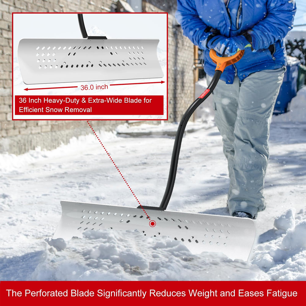 BREWIN TOOLS detail of curved ergonomic aluminum shaft, reduces back strain