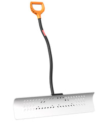 BREWIN TOOLS front view of snow pusher showing full 36-inch blade and handle, fast clearing