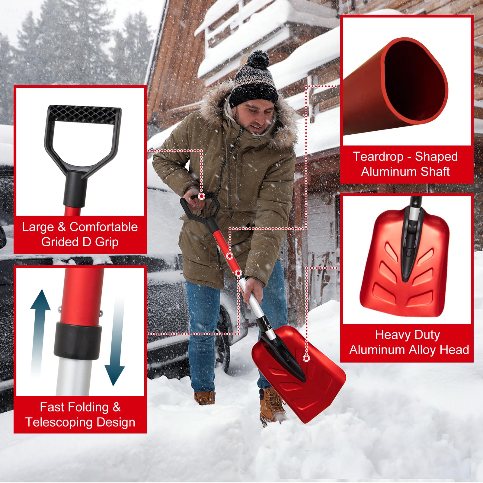 BREWIN TOOLS SnowPro blade close-up showing reinforced edge for efficient scooping