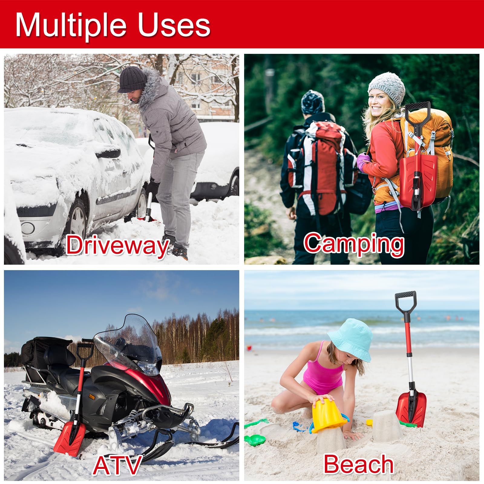 BREWIN TOOLS SnowPro beside a backpack showing lightweight size and travel convenience