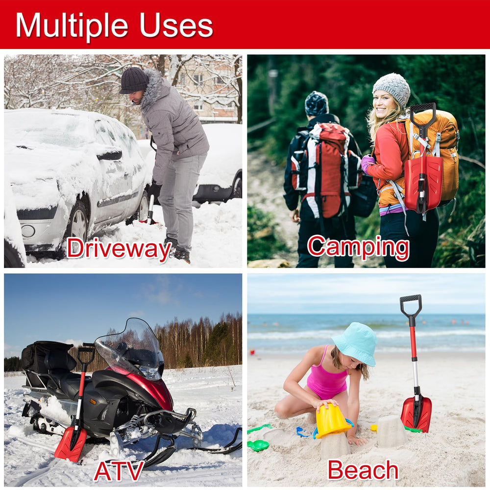 BREWIN TOOLS SnowPro beside a backpack showing lightweight size and travel convenience