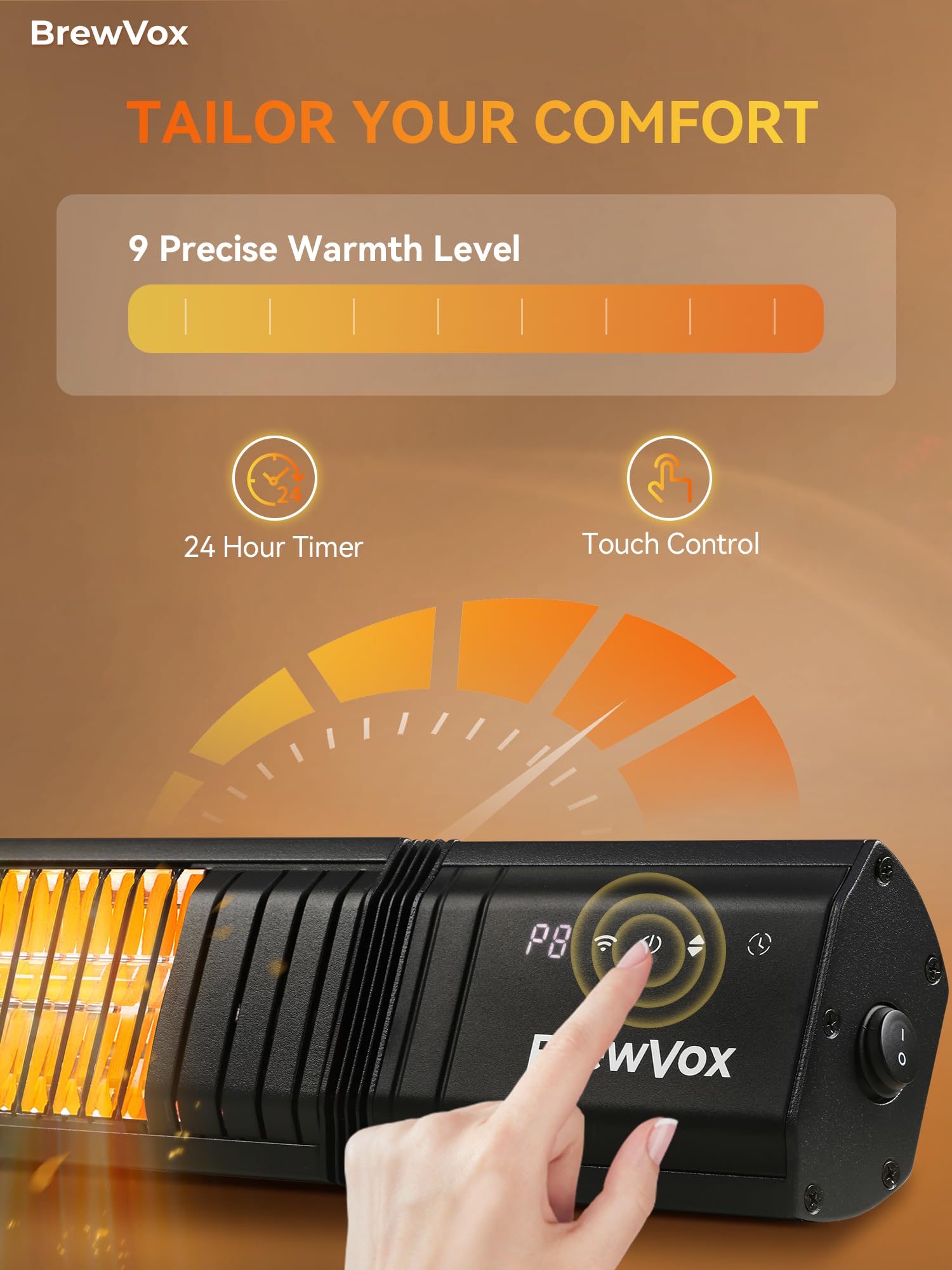 BrewVox remote and display showing app-compatible control and scheduling
