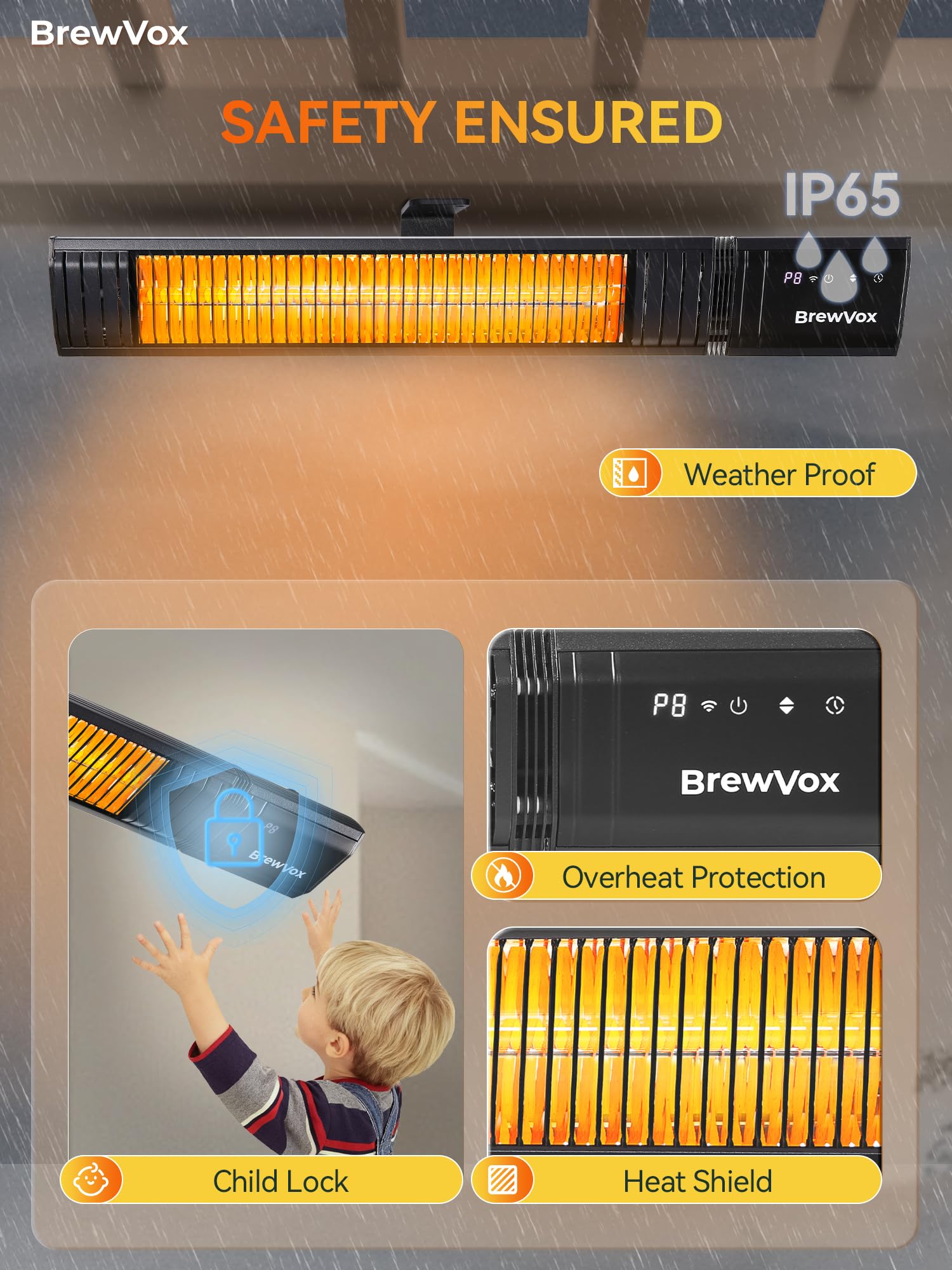 BrewVox waterproof seal detail indicating IP65 protection and durability