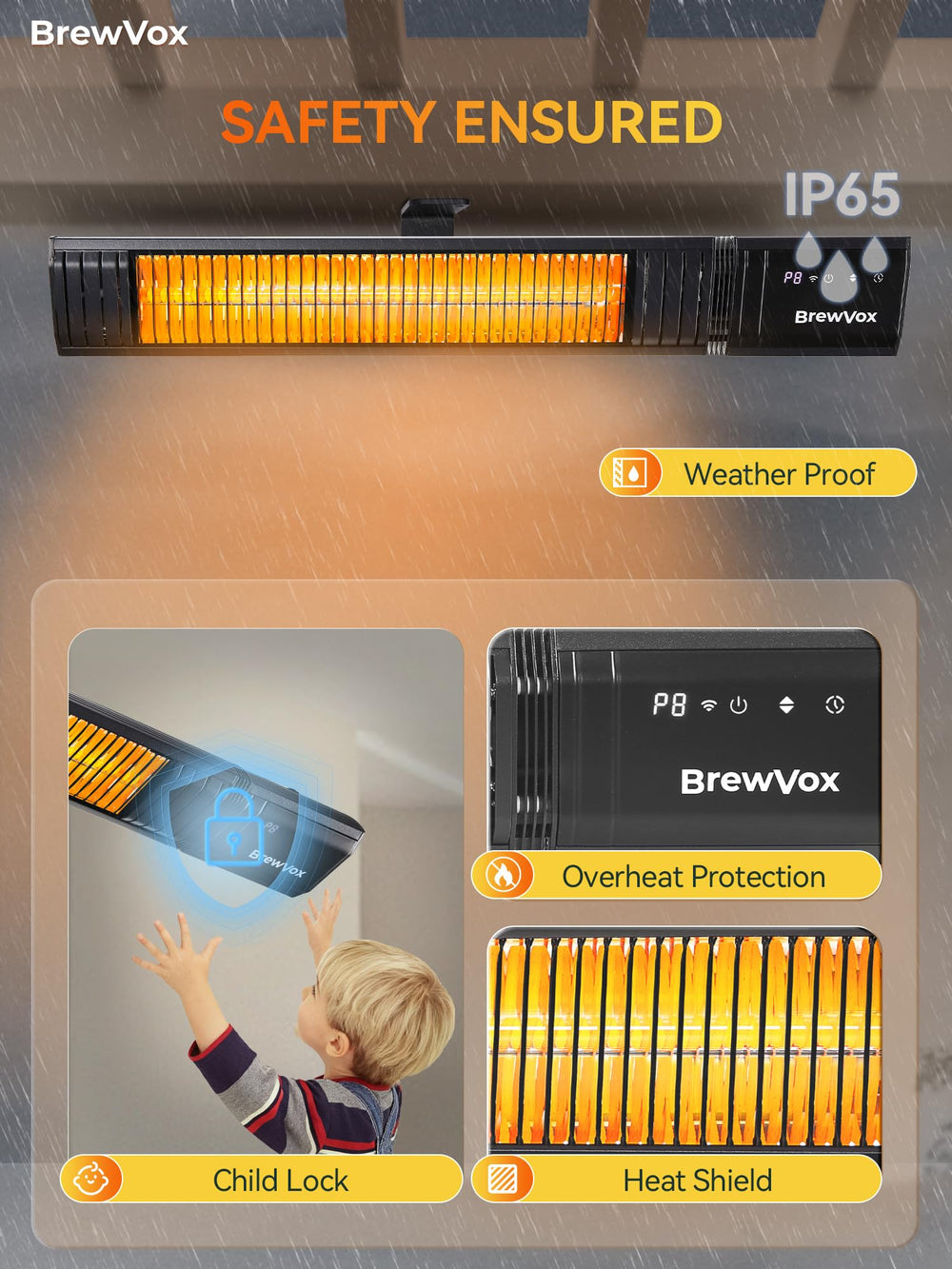 BrewVox waterproof seal detail indicating IP65 protection and durability
