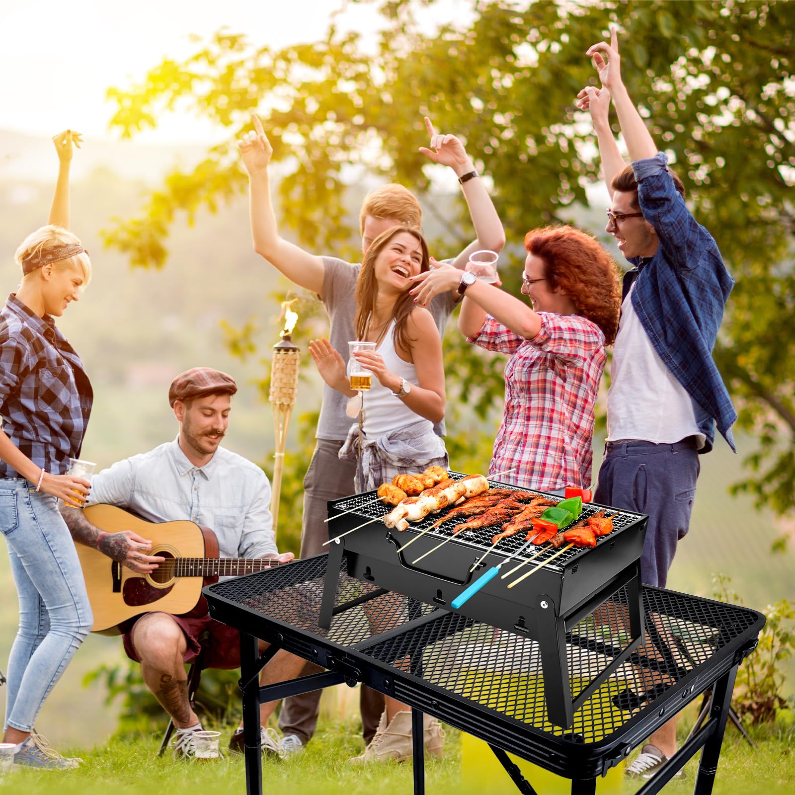 BRIAN & DANY picnic table set on beach showing portable outdoor dining setup