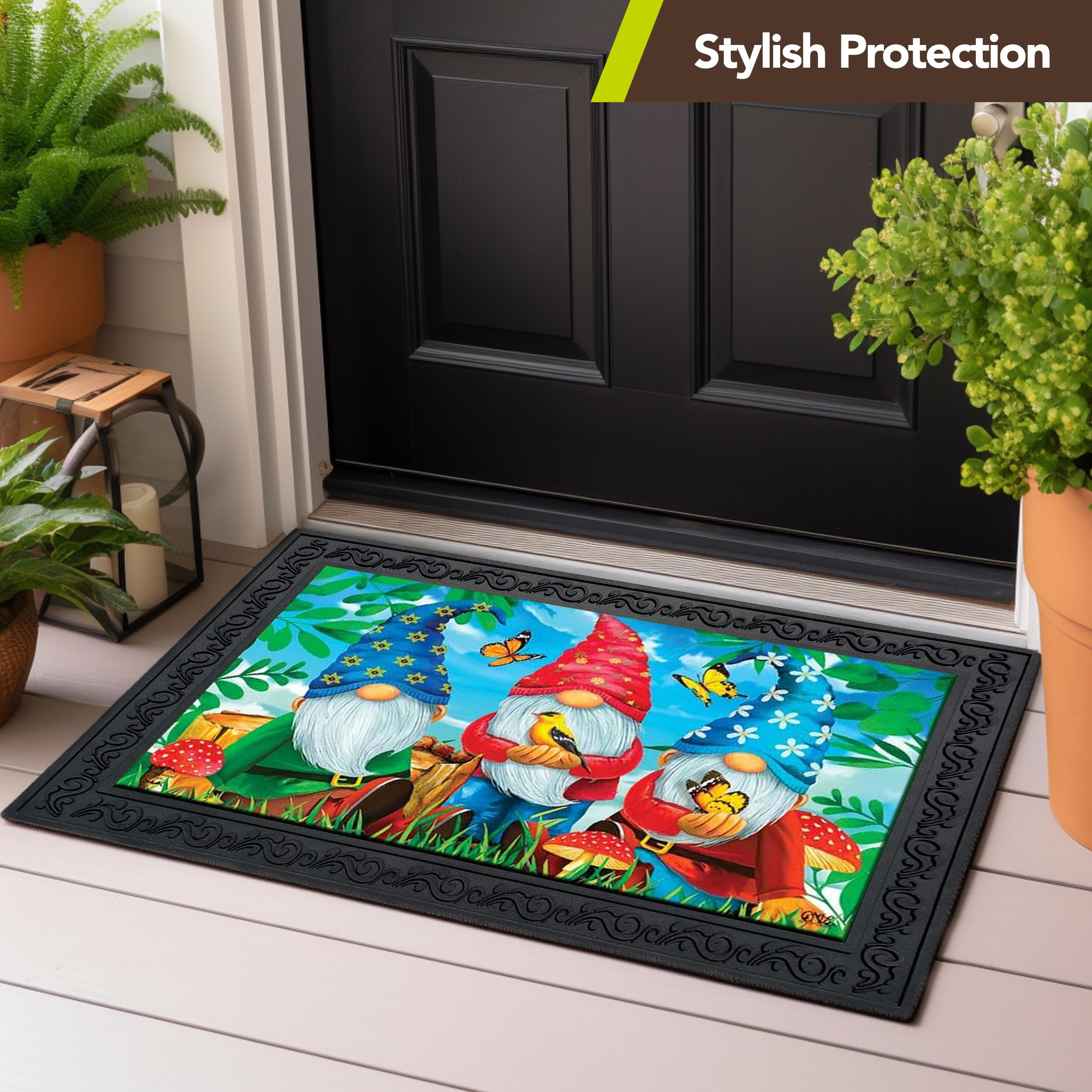 Briarwood Lane lifestyle porch scene with tray and mat creating welcoming entry