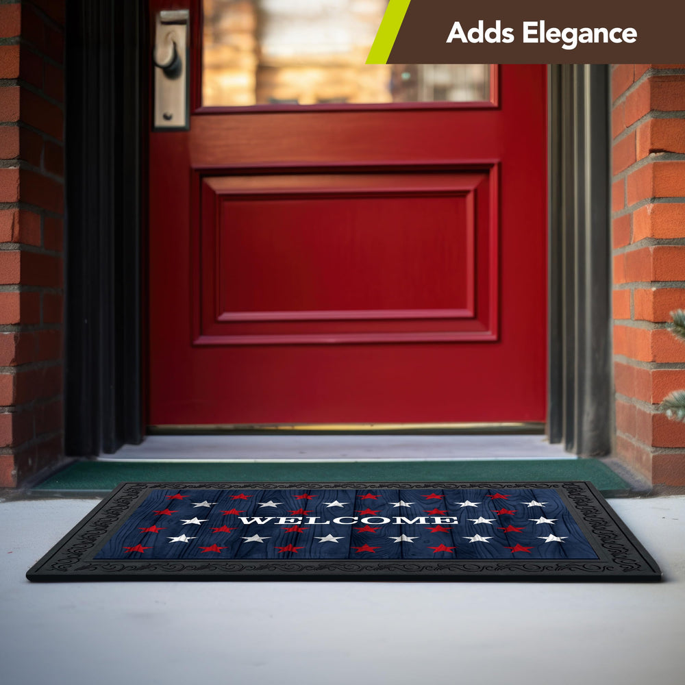 Briarwood Lane tray beside shoe demonstrating scale and entryway coverage