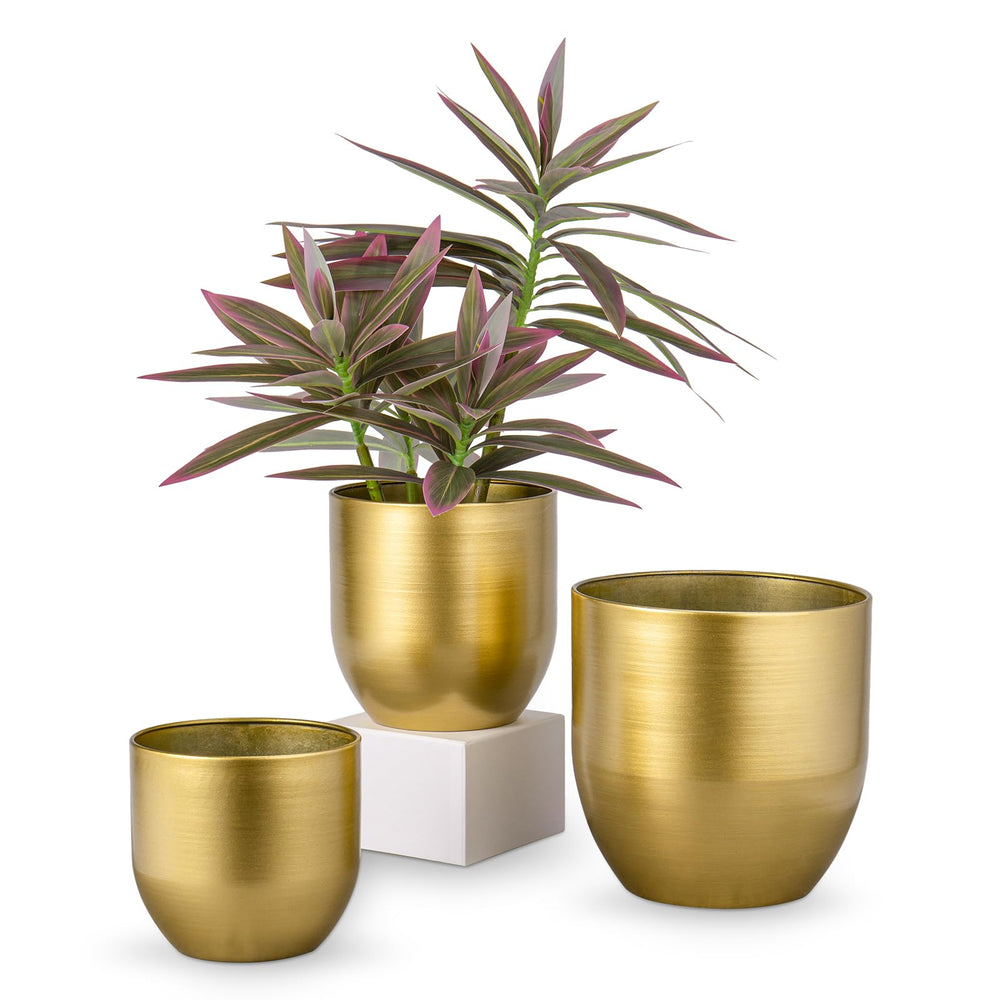 Briful gold buckets front view showing farmhouse style and durable finish