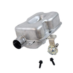 Side profile of Briggs & Stratton 594108 muffler showing exhaust routing benefit