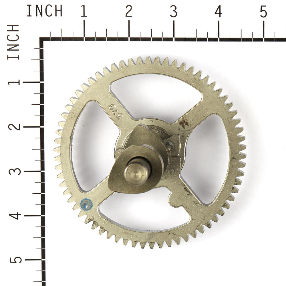 Briggs & Stratton camshaft beside ruler showing size and compatibility