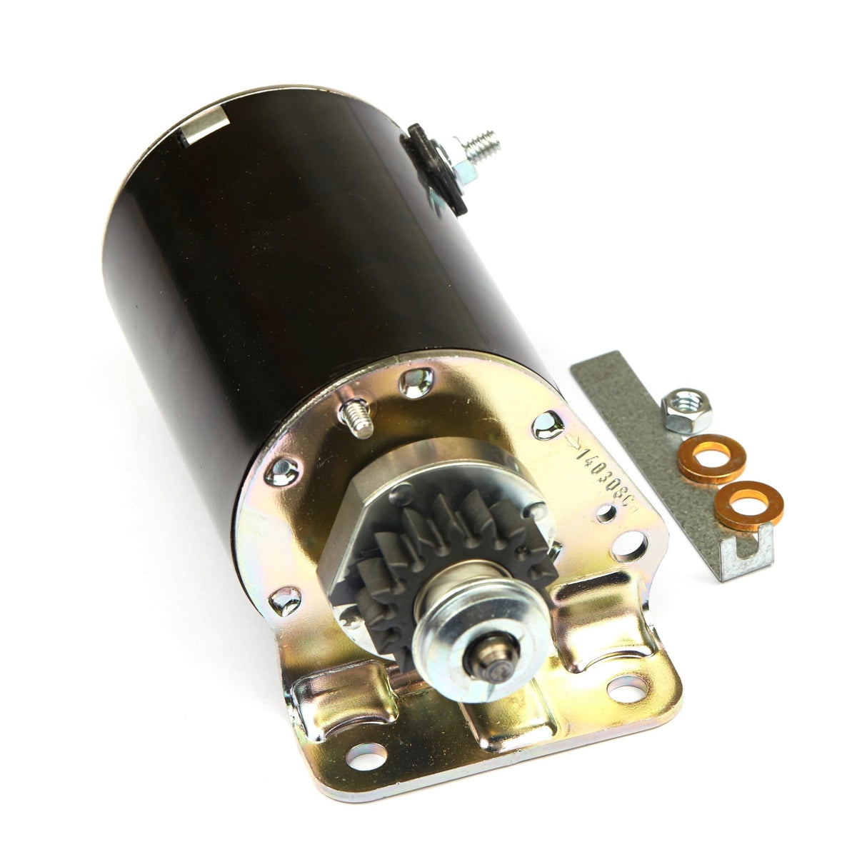 Briggs & Stratton starter motor front view showing clean drivetrain connections and reliable start