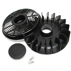 Briggs & Stratton flywheel fan front view showing mounting fit and reliable airflow