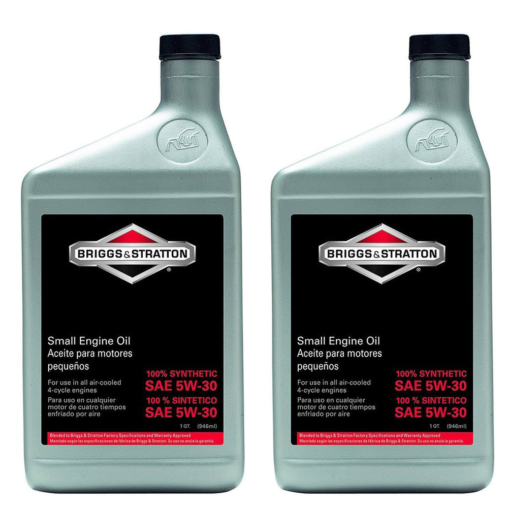 Briggs & Stratton front label of 100074 two-quart pack showing OEM part and benefits