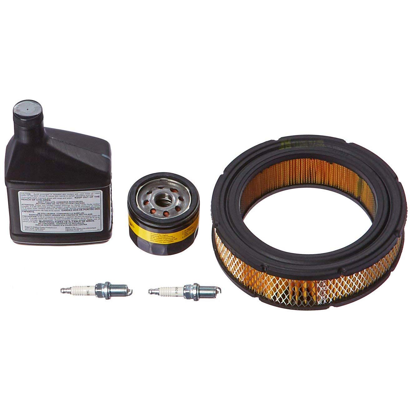 Briggs & Stratton kit front packaging showing included parts and easy maintenance