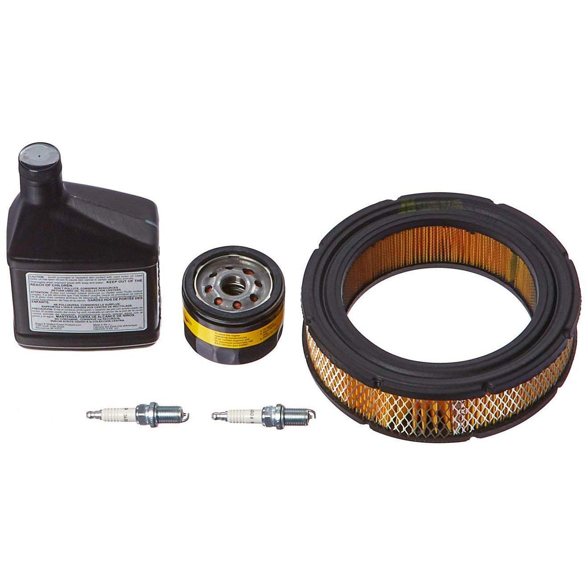 Briggs & Stratton kit front packaging showing included parts and easy maintenance