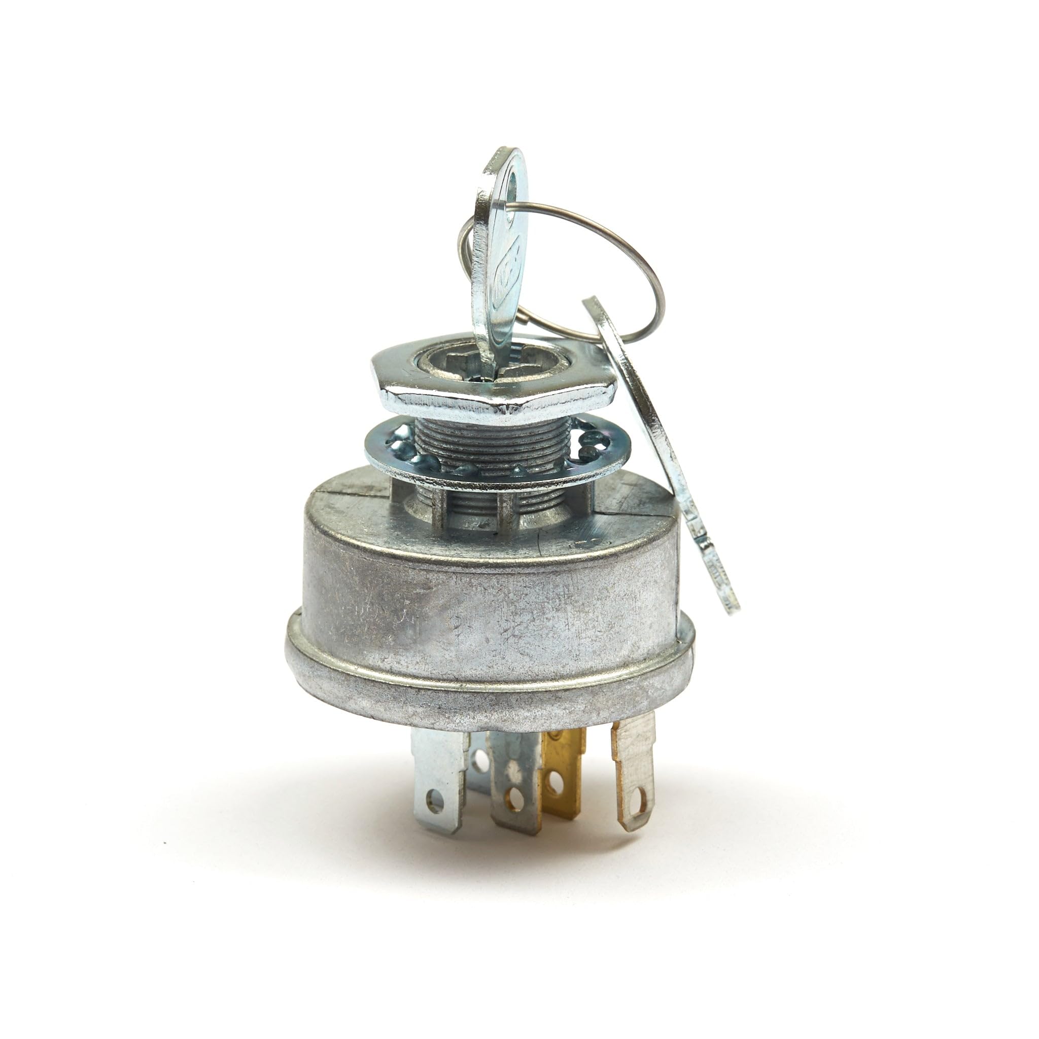 Briggs & Stratton front view of key switch assembly showing mounting and key slot for easy replacement