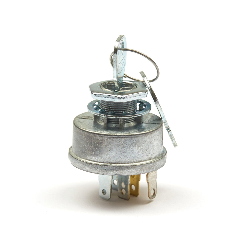 Briggs & Stratton front view of key switch assembly showing mounting and key slot for easy replacement