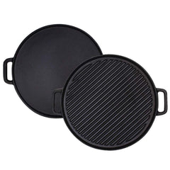 Brightalk 12-inch grill griddle front view showing compact design and handles benefit easy storage