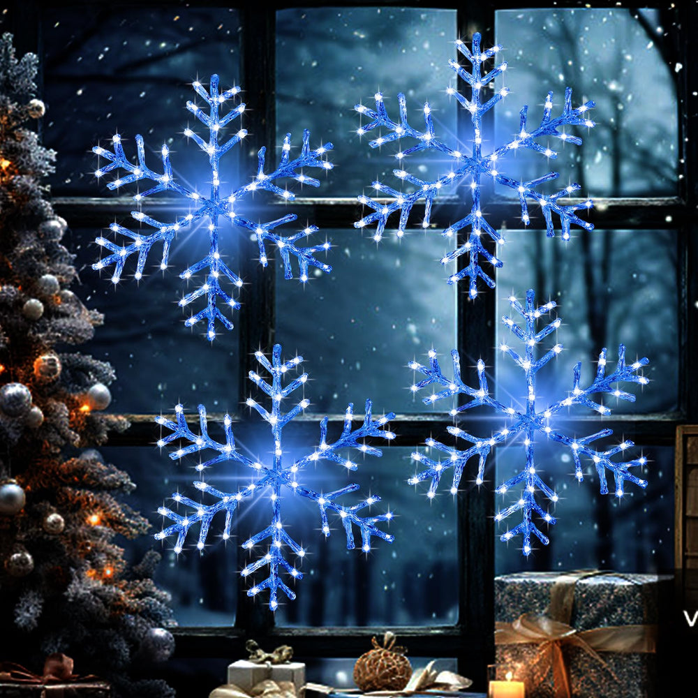 BRIGHTDECK snowflake front view showing blue LEDs and frosted design benefit ambiance